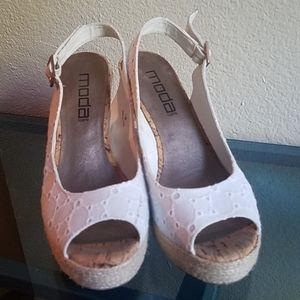 Moda Spana White Wedge Sandals